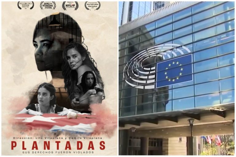 Denuncia contra el castrismo: presentan ‘Plantadas’ frente al Parlamento Europeo