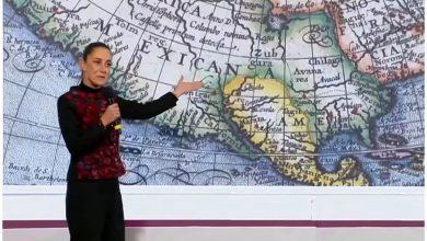 La presidenta de México defendió que el Golfo de México existió antes que EEUU. (Captura de pantalla © Excelsior- YouTube)