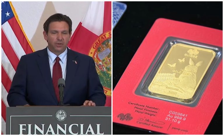 DeSantis firma nueva ley para uso de monedas de oro y plata en Florida