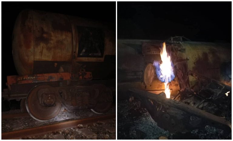 Tren que transportaba alcohol se descarrila y se incendia en Matanzas