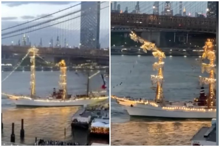 Buque escuela mexicano choca contra el puente de Brooklyn: hay muertos