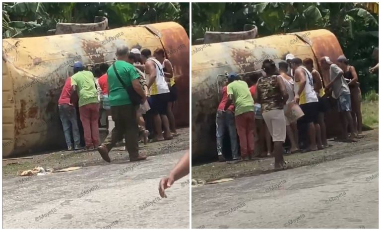 Cubanos aprovechan un mortal choque para conseguir aceite en Santiago de Cuba