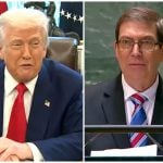 Bruno Rodríguez y el presidente Donald Trump. (Captura de pantalla YouTube © WSJ News/ Cubavisión Internacional)