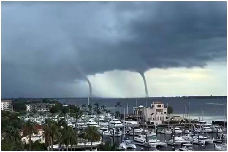 “¡Sacado de Stranger Things!”: captan trombas gemelas en costas de Florida
