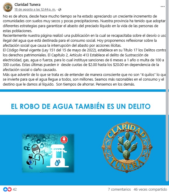 Las autoridades señalan que los crímenes han ido en aumento debido a la escasez. (Claridad Tunera-Facebook)