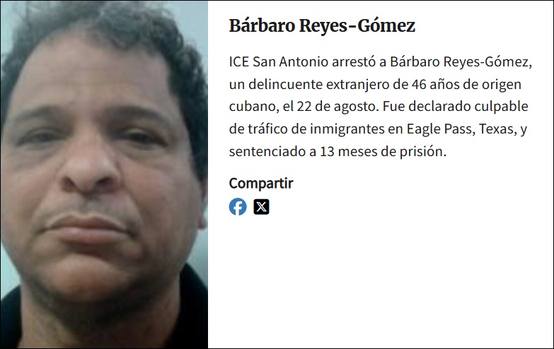 Cubano detenido por ICE en Texas. (Captura de pantalla © ICE)