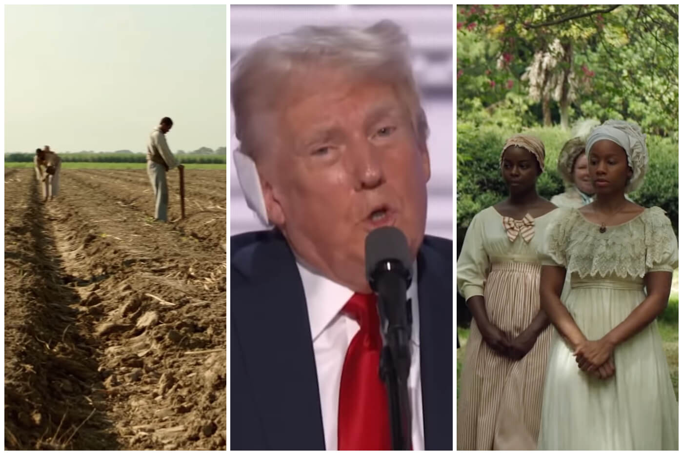 Donald Trump insinuó que existe un lado positivo de la esclavitud. (Captura de pantalla YouTube © HISTORY/ PBS NewsHour)