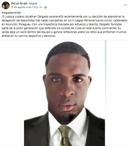 El judoca aprovechó su tiempo libre tras el evento para escapar. (Captura de pantalla © Del-pí Al-pá-Facebook)