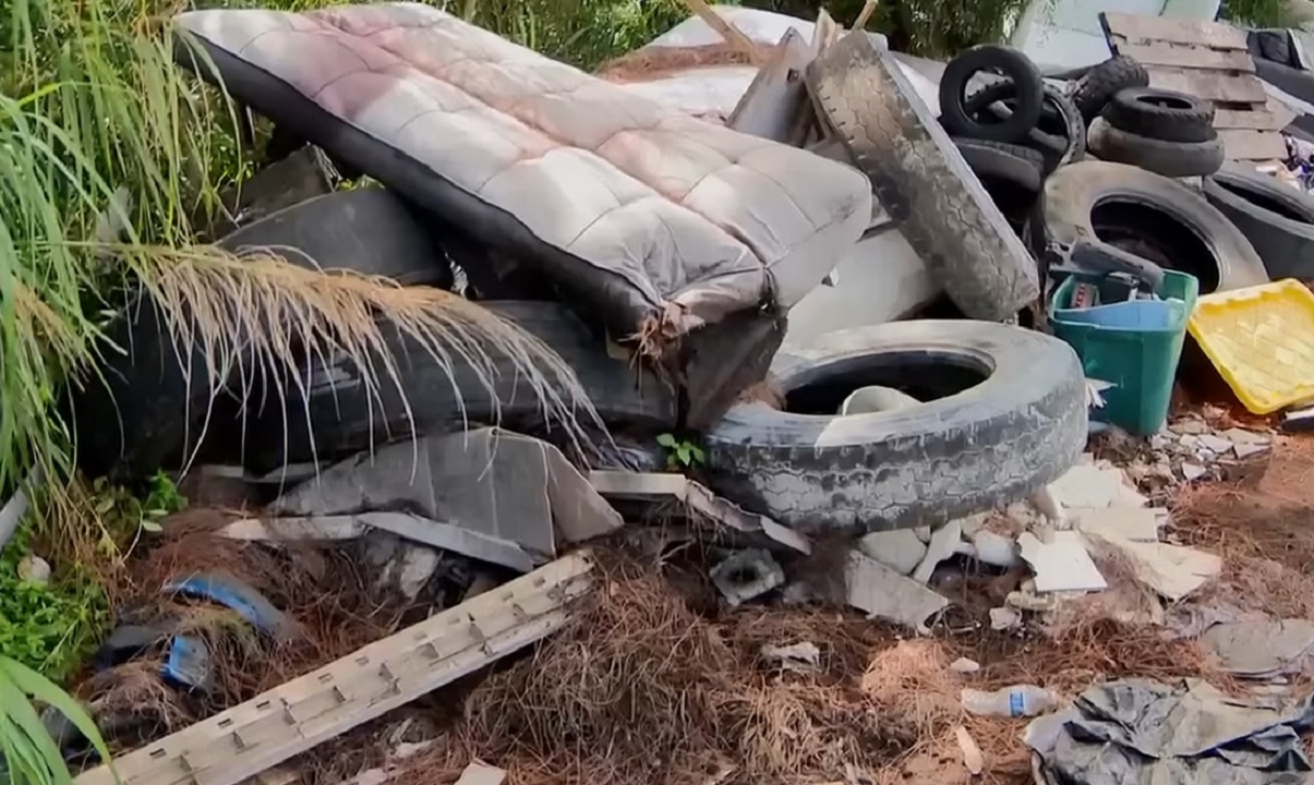 Uno de los vertederos ilegales de basura. (Captura de pantalla © WPLG Local 10-YouTube)