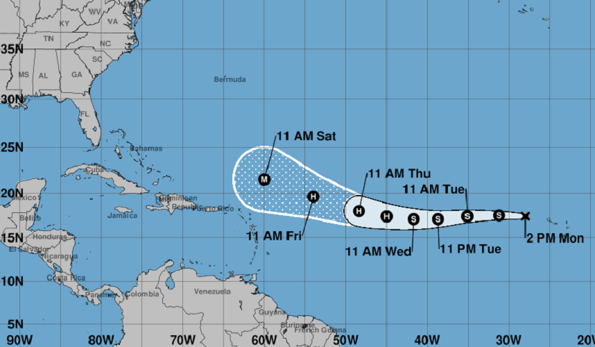 Tormenta tropical Erin. (Captura de pantalla © Centro Nacional de Huracanes)