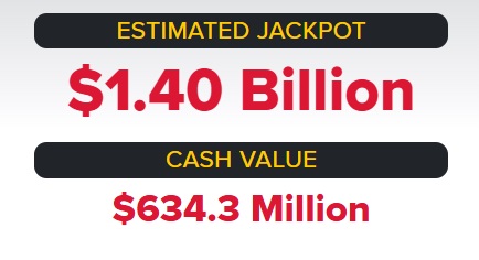 El sitio oficial de la lotería señala que el premio en efectivo sería de 634 millones de dólares. (Captura de pantalla © Powerball-Web)