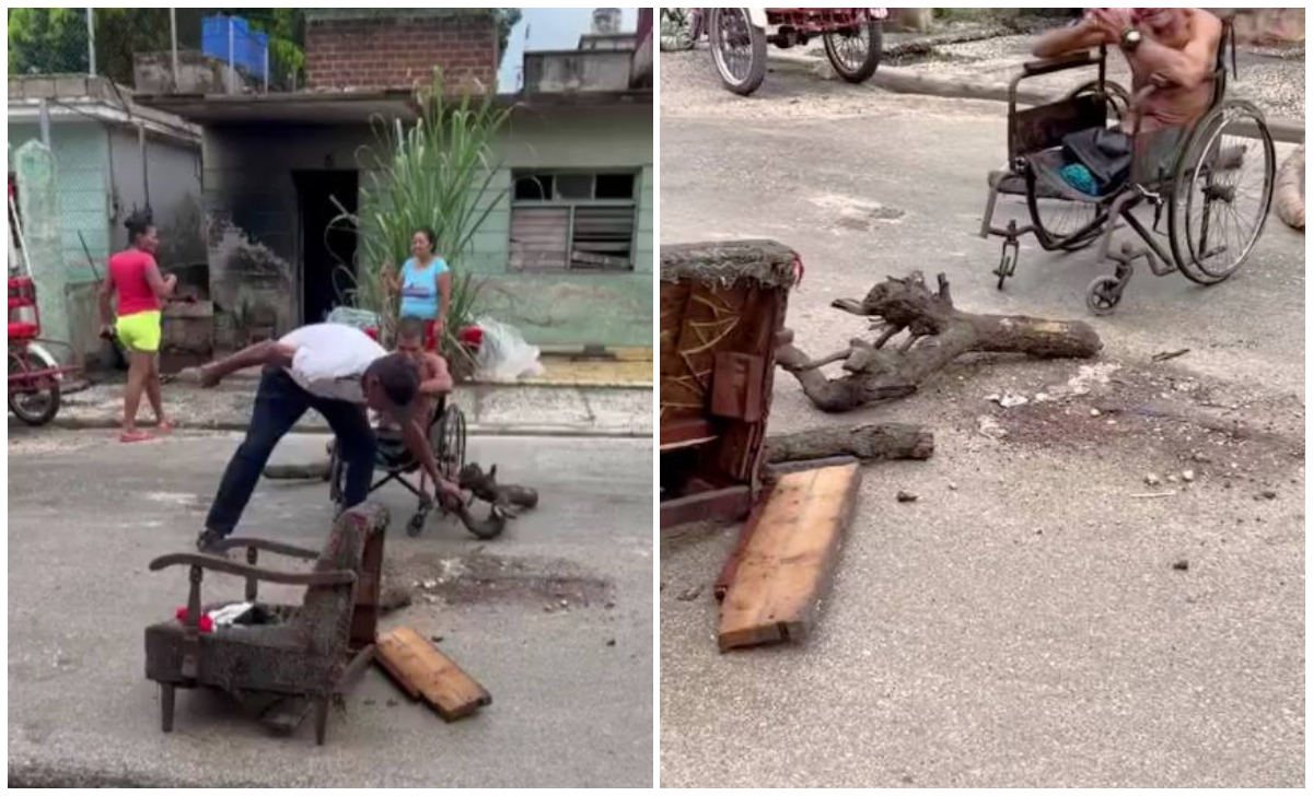 Vecinos y familiares de la anciana bloquearon la calle exigiendo que las autoridades actuaran. (Captura de pantalla © Fuerza Taiger – Facebook)