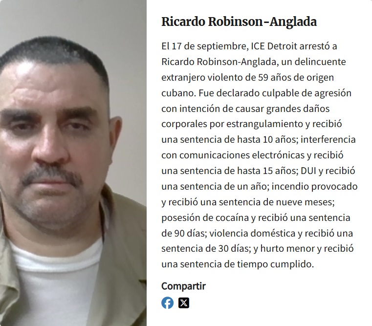 El cubano cuenta con un largo historial delictivo. (Foto © ICE)