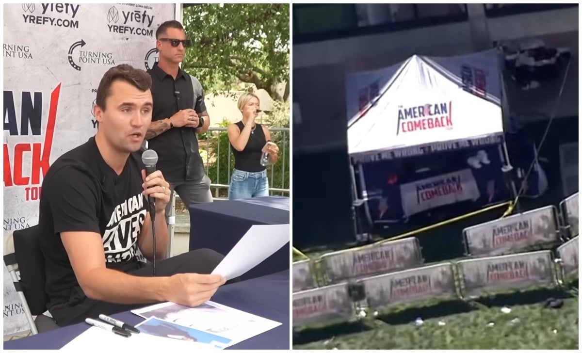 El activista perdió la vida tras recibir un disparo en el cuello. (Captura de pantalla © Charlie Kirk y CBS 13 News-YouTube)