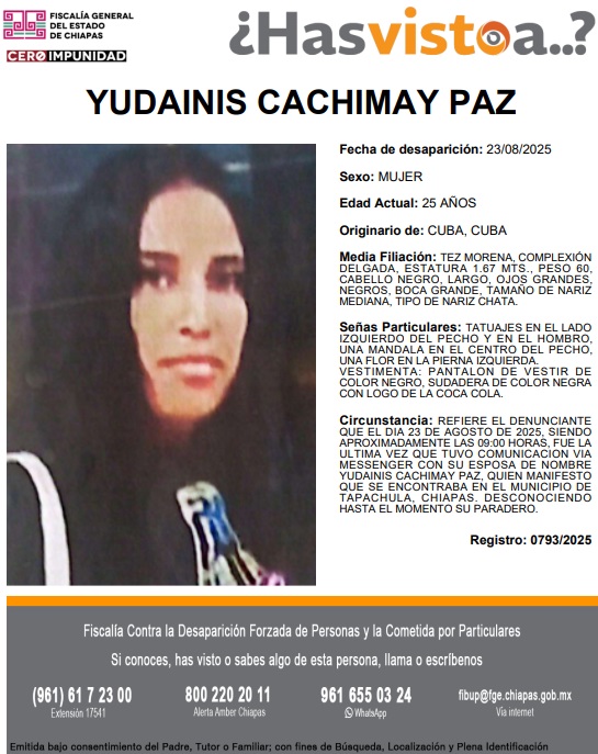 Las autoridades emitieron una alerta por su desaparición. (Imagen © FGE)