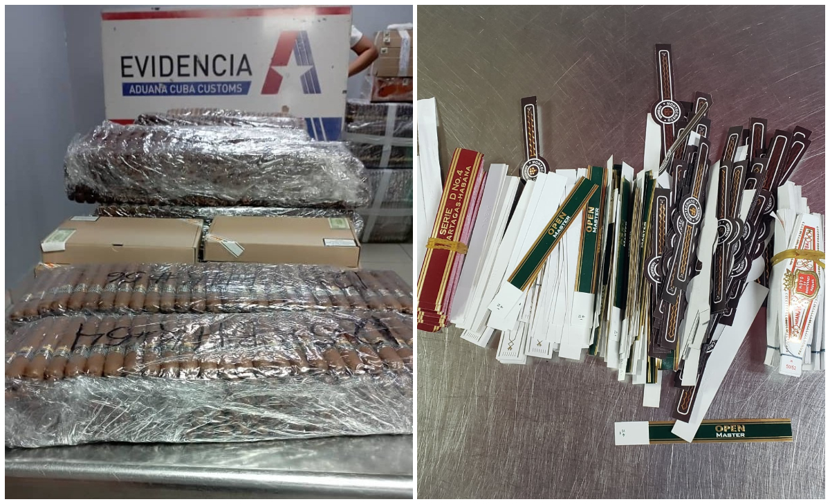 Imágenes de los tabacos y las anillas falsas que fueron decomisadas. (Foto © vicejefeagr-Twitter)