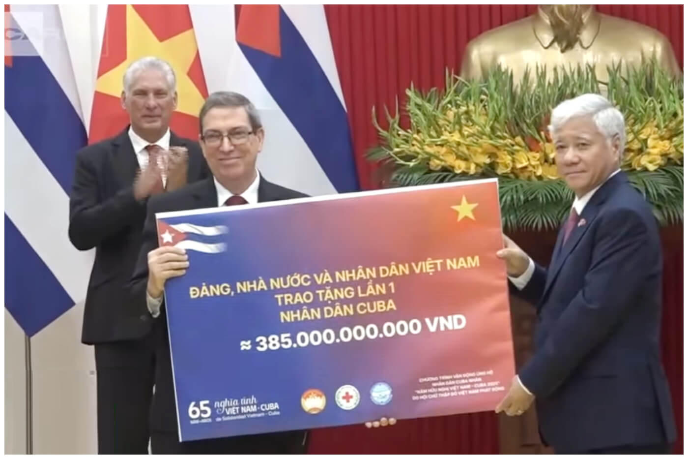 El gobierno de Vietnam, como el de Cuba, invierte en su imagen y aliados, mientras su población permanece en la pobreza. (Captura de pantalla © Canal Caribe- YouTube)