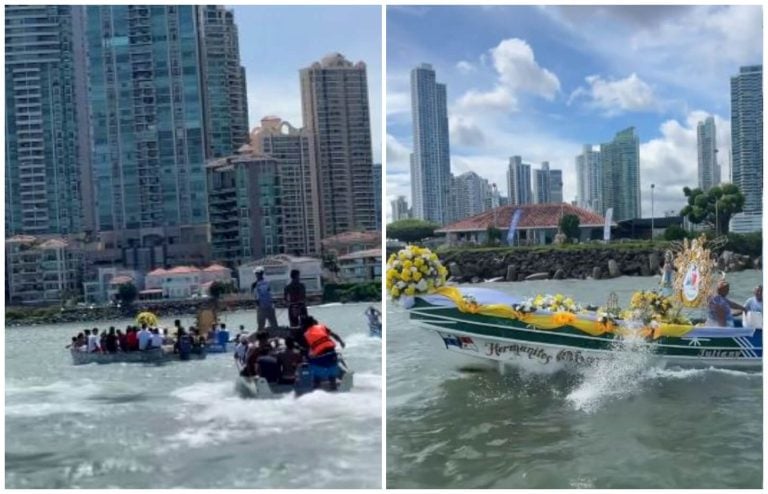 Cubanos en Panamá en procesión por mar de la Virgen de la Caridad del Cobre