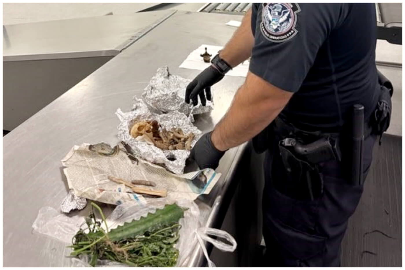 El pasajero aseguró que usaba su cráneo y huesos para santería. (Foto © Director of Field Operations Carlos C. Martel- X)