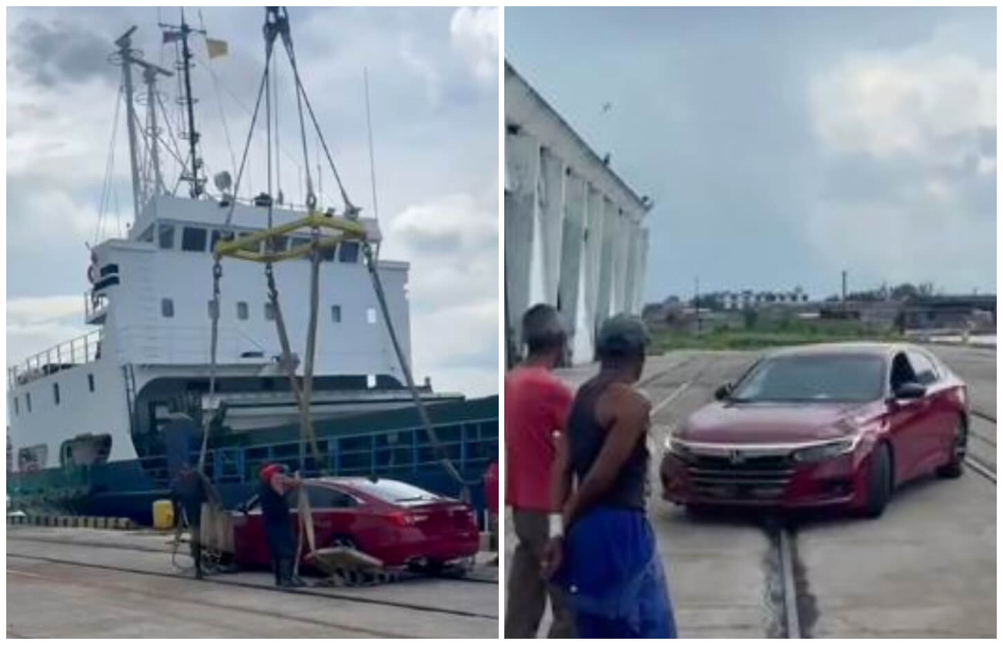 El auto que desembarcó es el mismo modelo que el que mandó Flor de Cuba. (Captura de pantalla © Obeiroso- TikTok)