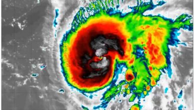 Humberto podría juntarse con otro sistema, próximo a ser la tormenta Imelda, y subir de intensidad. (Captura de pantalla © TROPICALTIDBITS- X)