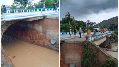 Como mucha infraestructura de Cuba, el puente no resiste las fuertes lluvias. (Foto © TVSantiago- Facebook)