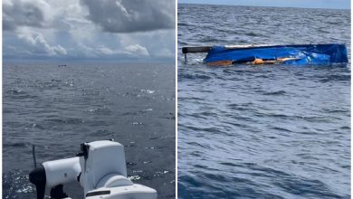 La embarcación fue volcada por la marea. (Captura de pantalla © pesca_en_los_cayos-Instagram)