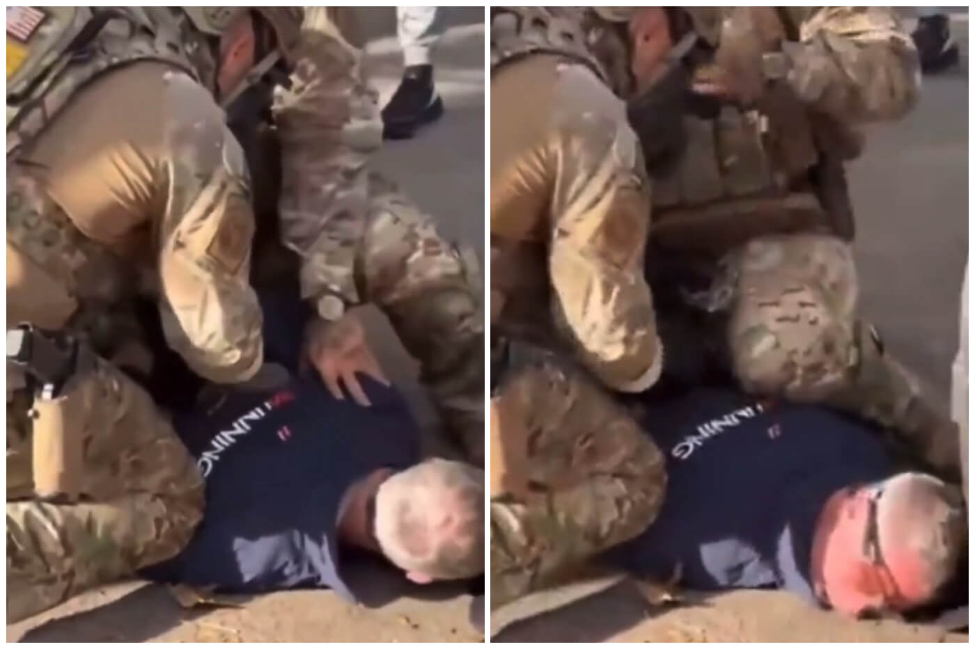 Los agentes se arrodillaron sobre el anciano, causándole una hemorragia interna. (Captura de pantalla © DWRunning1- Instagram)