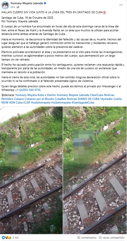 El periodista independiente compartió detalles del hallazgo. (Captura de pantalla © Yosmany Mayeta Ladrada-Facebook)