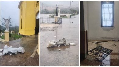 Santuario de la Virgen de la Caridad del Cobre tras el paso de Melissa. (Fotos © Oscar Parada Pérez-Facebook)