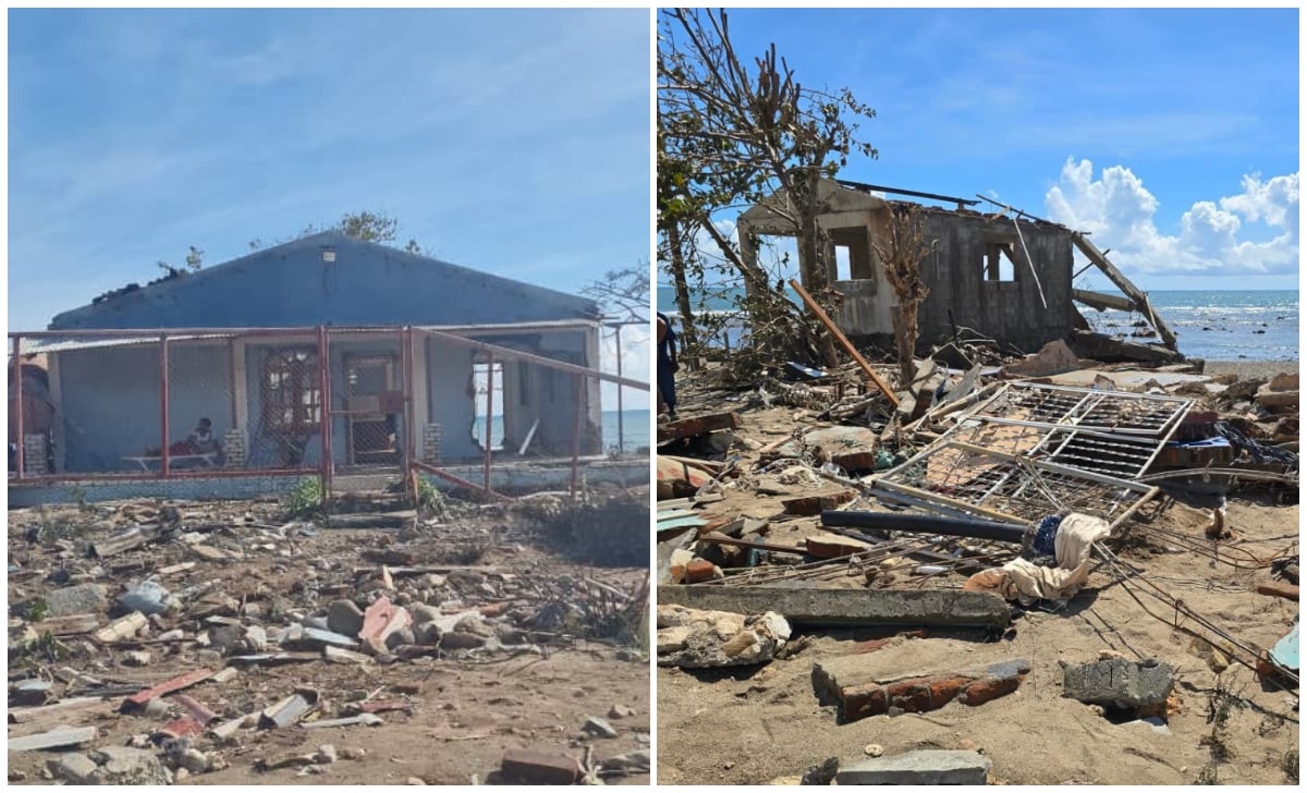 Viviendas dañadas tras el paso de Melissa por el oriente cubano. (Foto © Cuscó Tarradell Siempre Contigo-Facebook)