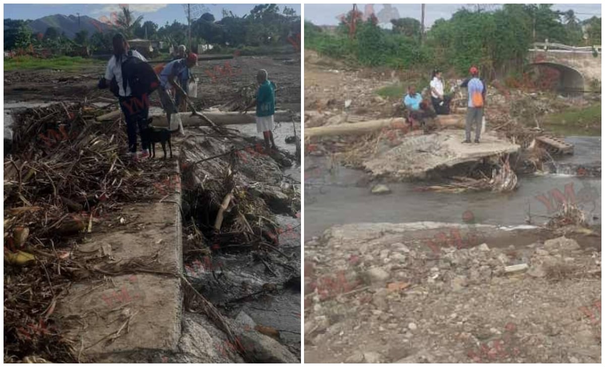 Colapsó el único puente de El Fongal, en Santiago de Cuba. (Foto © Yosmany Mayeta Labrada-Facebook)