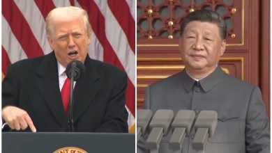 El presidente de EEUU, Donald Trump, y China, Xi Jiping. (Captura de pantalla © Associated Press y CGTN-YouTube)