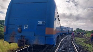 El tren se descarriló durante la mañana de este miércoles. (Foto © Edmundo Dantés Junior-Facebook)