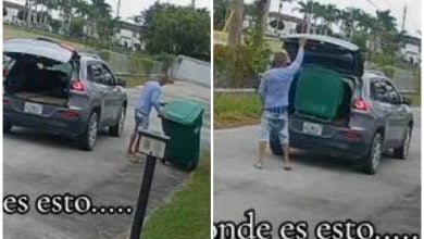 Cubano roba bote de basura. (Captura de pantalla © Yerigarciarealtor- TikTok)