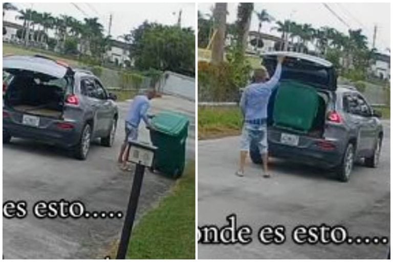 ¿Secuelas de la Isla? Cubano captado robando bote de basura en EEUU