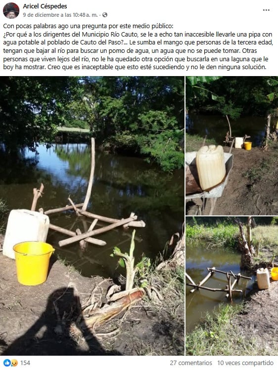 La denuncia cuestiona la inacción del régimen ante la crisis. (Captura de pantalla © Aricel Céspedes – Facebook)