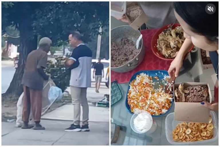 Solidaridad cubana: joven reparte comida en La Habana en Navidad