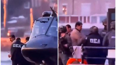 Momento en el que Maduro es trasladado en helicóptero. (Captura de pantalla © MLopezSanMartin-Twitter)