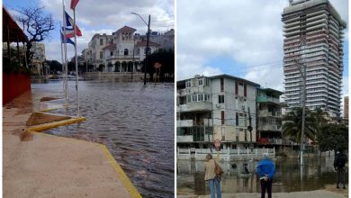 El mar entró varias calles desde el malecón, inundando parte de La Habana. (Fotos © Consejo de la Administración Plaza de la Revolución- Facebook)