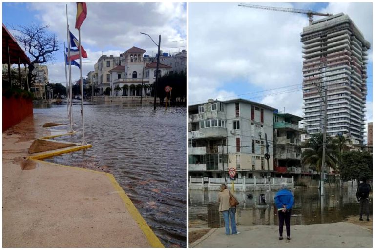 Inundaciones en La Habana: frente frío hizo entrar el mar desde el malecón