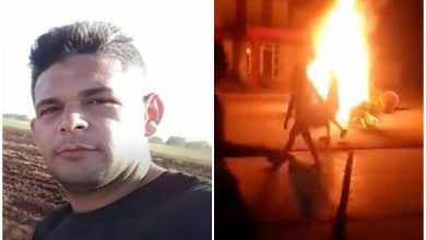 El oficial habría disparado contra un joven en medio de las protestas. (Foto y Captura de pantalla © Irma Lidia Broek y Periódico Cubano-Facebook)