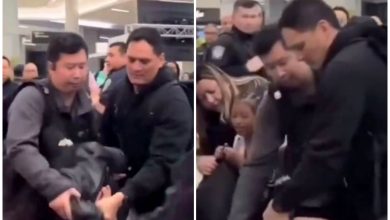 Agentes de iICE sometieron a la mujer, que supuestamente es ciudadana americana. (Captura de pantalla © Polianalitical- X)