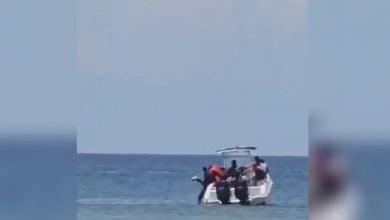 Momento exacto en el que unos “bañistas” escapan de la Isla. (Captura de pantalla © Maria_Regla77-Twitter)