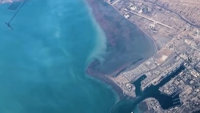 Imagen aérea del estrecho de Ormuz. (Captura de pantalla © Navy Decoded-YouTube)