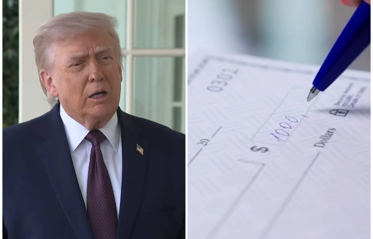 Trump prometió un cheque de 2 mil dólares para cada ciudadano de EEUU. (Captura de pantalla YouTube © PBS News Hour/ Noticias Trump)