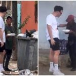 Sandro Castro parece querer ganar simpatía apoyando a gente sin hogar. (Captura de pantalla © Sandro Castro- Facebook)