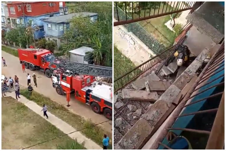 Cubana herida tras derrumbe de escalera en multifamiliar de Boyeros