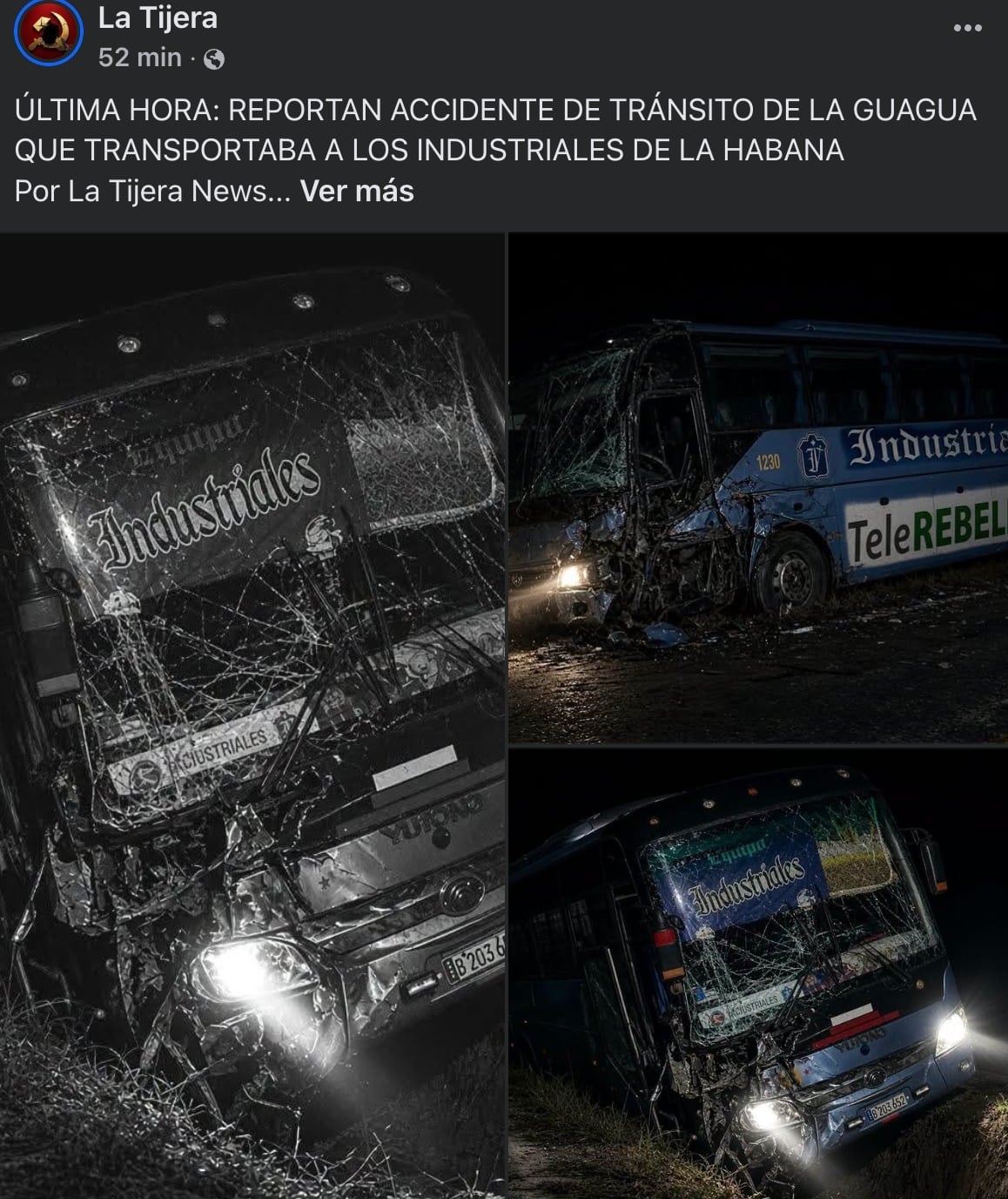 Autobús de Industriales sufre aparatoso accidente camino a Pinar del Río: ¿Qué pasó con los peloteros?